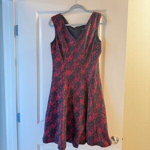 INC sleeveless red/black dress, size 10.